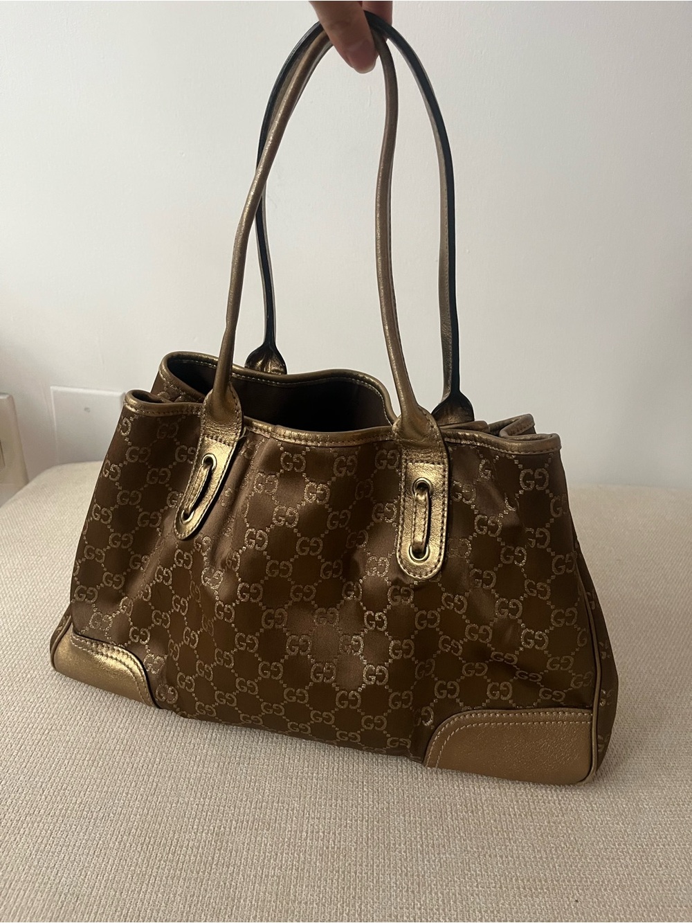 Authentic Gucci Metallic Brown GG Monogram Shoulder Bag - Picture 2 of 16